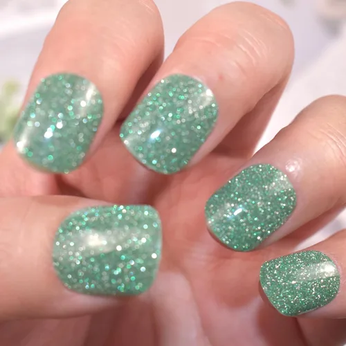 Miniatura 5 de Tiras de esmalte de uñas de gel con purpurina verde sin luz de uñas, calcomanías de lámpara de uñas, 20 tiras de manicura extra largas