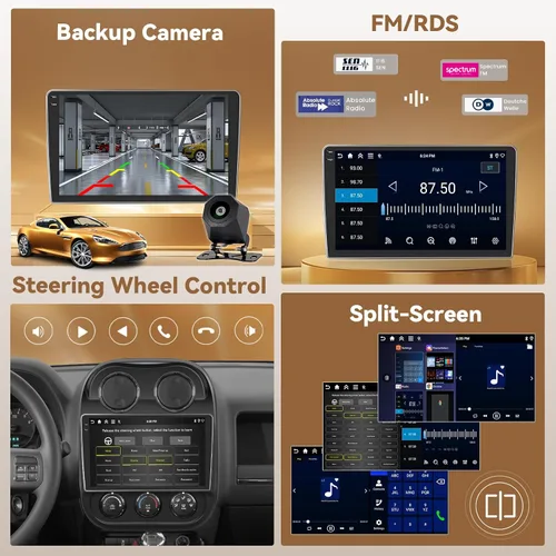 Miniatura 6 de [4+128G] Android 15 Estéreo de coche para Jeep Compass Patriot 2010-2016, 10 pulgadas en celda pantalla táctil brújula radio inalámbrico Carplay