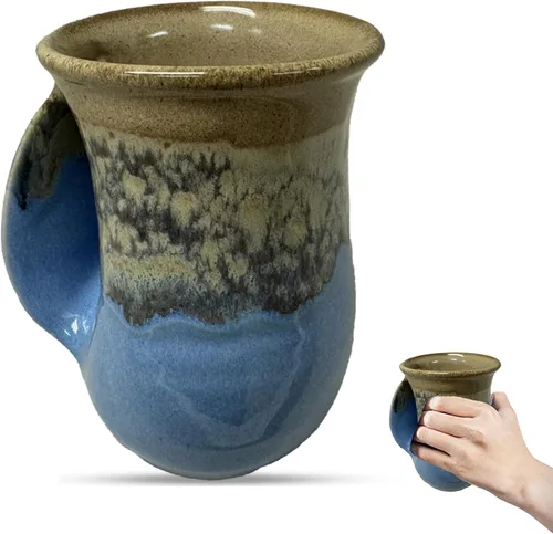 Miniatura 35 de Clay in Motion - Taza calentadora de manos para diestros, diseño Desert Sand