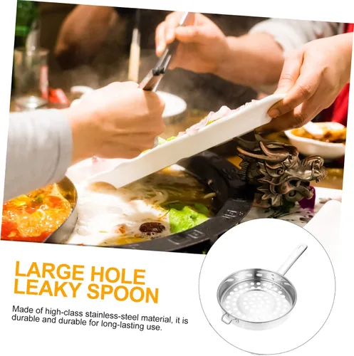 Miniatura 8 de Colador de fondo plano de acero inoxidable, cuchara de cocina de agujero grande para filtrar ollas calientes y camarones, colador de malla