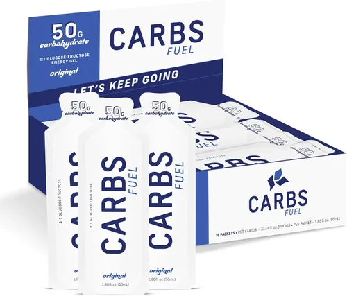 Miniatura 11 de Gel de Energía Carbs Fuel 50g (Paquete de 18) + Mezcla para Bebida Deportiva 1000g 1900g de Carbohidratos Gel de 50g para Correr y Porción