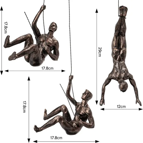 Miniatura 2 de GUTE Juego de 3 esculturas artísticas de pared para hombres y hombres que escalan (juego de 3) – Regalo perfecto para decoración del hogar, arte