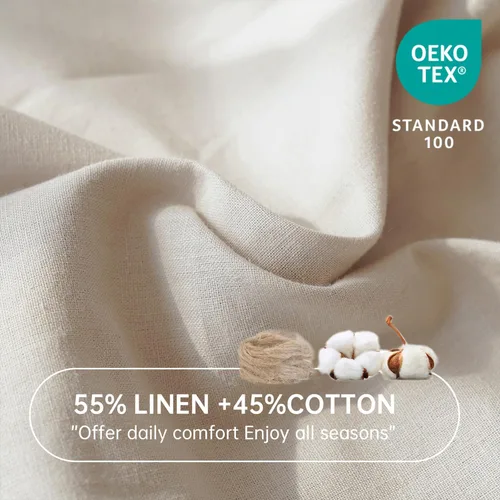 Miniatura 2 de Simple&Opulence Sábana bajera ajustable de lino (1 pieza) – Funda de colchón de 14 pulgadas de profundidad de 14 pulgadas de profundidad, mezcla