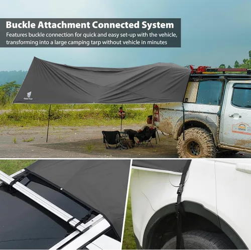 Miniatura 3 de GEERTOP Toldo grande para auto, lona para camping, mochilero, SUV, toldo para camioneta, protección solar impermeable, toldo para vehículo trasero