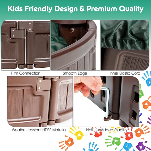 Miniatura 4 de Costzon Caja de arena redonda de 4 pies, kit de caja de arena para exteriores con cubierta impermeable, forro inferior y asiento de esquina