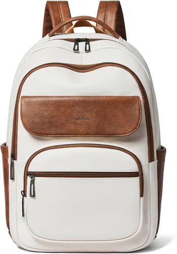 Leresas Mochila de 37L para mujeres y hombres, bolsa de profesor, mochila de viaje de trabajo, mochila de cuero vegano para computadora portátil,