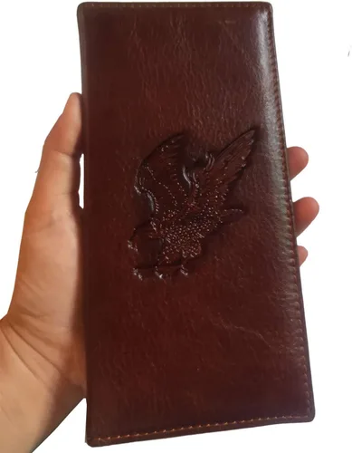 Miniatura 133 de Hombres Cool Eagle Wolf Caballo Totem Cuero Vaca Vertical Cartera Cremallera Multi-tarjeta Titular, Tótem de caballo, Minimalista