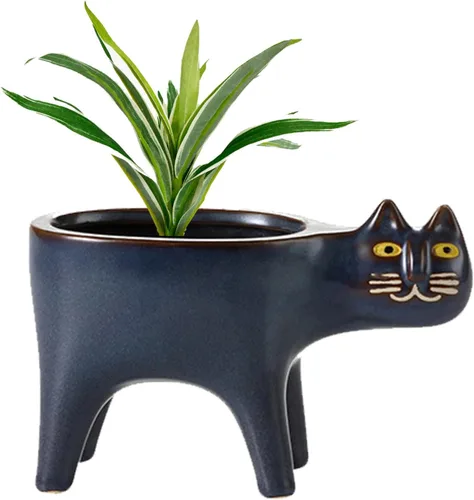 Maceta para gatos, macetas para suculentas, macetas de animales de cerámica, macetas de gatos para plantas de interior para decoración de interiores