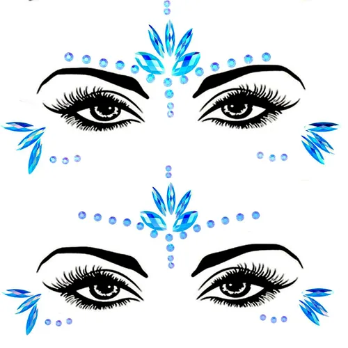 Gemas de cara de sirena, palo, joyas de Halloween, cuerpo y cara, joyas de gemas para festivales rave, tatuajes, purpurina autoadhesiva, cristales