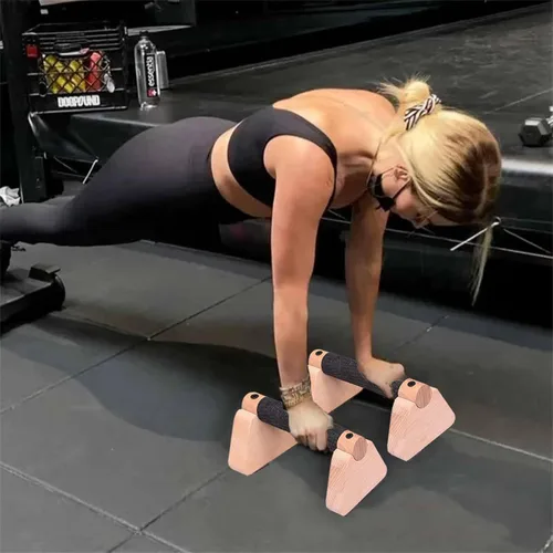 Miniatura 7 de Barras paralelas de madera para calistenia – Barras de empuje de pie de mano para entrenamiento, entrenamientos en L y inmersión – Equipo de fitness