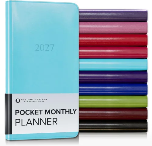 Miniatura 49 de Gallery Leather Agenda Mensual Grande 2025-2026, Elegantemente Encuadernada Planificador de Calendario y Cuaderno con Elegantes Bordes Dorados, 18