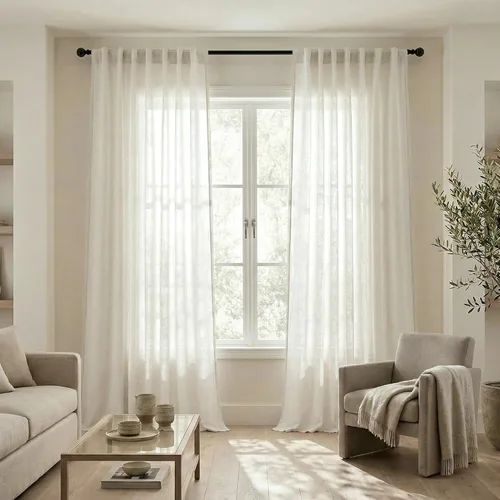 Miniatura 65 de Cortinas de lino azul claro de 90 pulgadas de largo para sala de estar, dormitorio de niñas, guardería, decoración acogedora de verano, bolsillo
