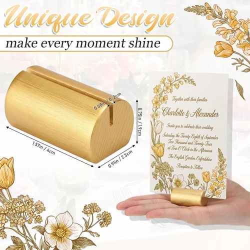 Miniatura 3 de Ripeng 24 soportes dorados para números de mesa, soporte de madera para tarjetas de lugar, mini soporte de mesa para boda, Navidad, vacaciones