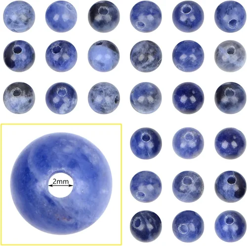 Miniatura 11 de Bymitel Cuentas de piedra natural original de 0.315 pulgadas (0.315 pulgadas), cuentas sueltas redondas y sueltas, 45 cuentas sueltas para hacer