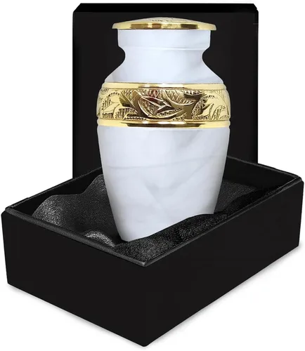 Miniatura 8 de Urnas pequeñas para recuerdo de cenizas humanas, urna conmemorativa azul hecha a mano con acento de latón, mini urna de recuerdo para hombres
