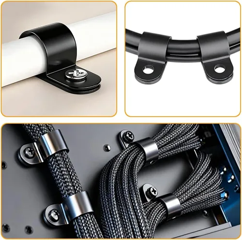Miniatura 7 de 100 Uds Abrazadera De Cable 1/2 "R-Tipo Clip De Cable Abrazadera De Alambre Clips De Sujetadores De Cable De Nylon Para La Gestión De Cables - Negro