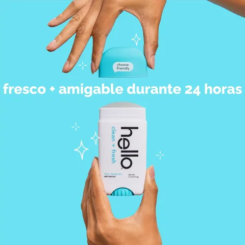 Miniatura 5 de hello Desodorante limpio y fresco sin aluminio para mujeres y hombres con carbón, frescura de 24 horas, desodorante libre de bicarbonato de sodio