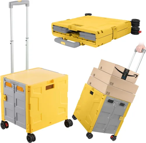 Miniatura 20 de Carrito plegable con ruedas, resistente al desgaste, sin ruido, carrito de compras con ruedas para comestibles, caja de herramientas de Caqui