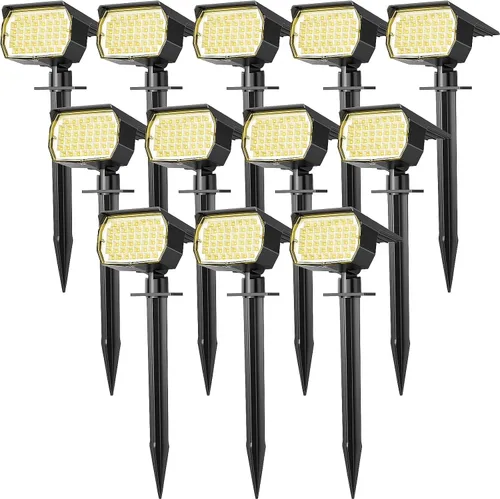 Miniatura 10 de WENATY Focos solares para exteriores, impermeables, IP65, paquete de 2 focos de paisaje con 46 LED, 3 modos de encendido y apagado automático, luces