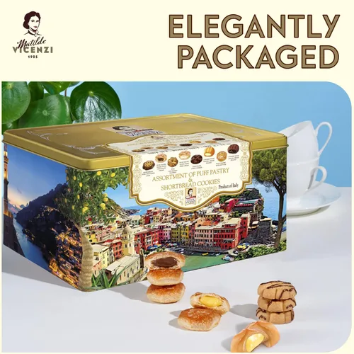 Miniatura 8 de Matilde Vicenzi Mediterraneo - Lata de regalo 32.5 oz con galletas y pasteles italianos surtidos, envueltos individualmente, regalo gourmet