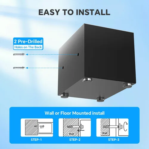 Miniatura 9 de Caja fuerte pequeña para el hogar, 6.7 pulgadas de profundidad x 9 pulgadas de ancho x 6.7 pulgadas de alto, caja de seguridad electrónica con Negro