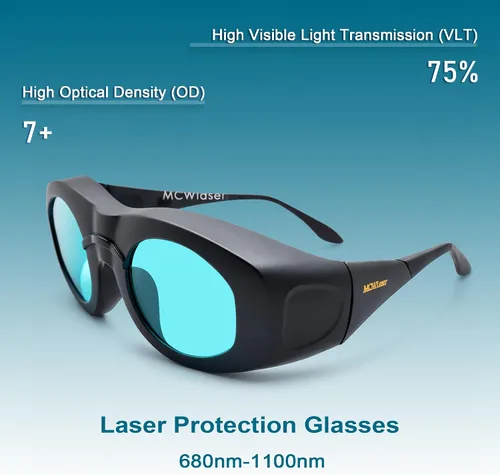 Miniatura 2 de MCWlaser Gafas de seguridad láser 680-1100nm OD7+; YAG, módulo láser infrarrojo y luz fría gafas láser de protección ocular para 755nm, 808nm