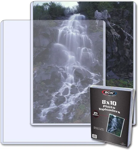 BCW Soporte para carga superior de 8 x 10 pulgadas, 25 unidades, PVC rígido, no tóxico, fundas para tarjetas fotográficas transparentes, fundas de