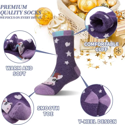 Miniatura 5 de 6 pares de calcetines de lana cálidos para niños y niñas para senderismo