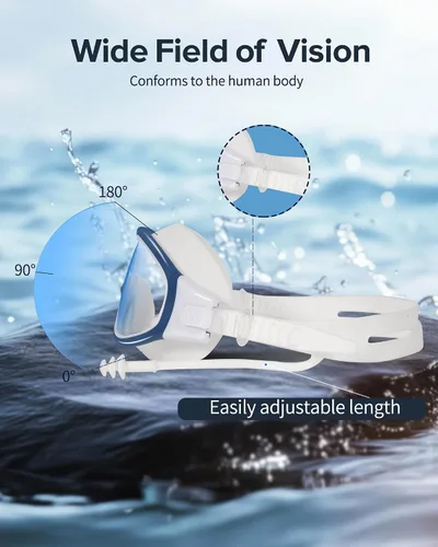 Miniatura 6 de Gafas de natación, visión amplia, visión clara, gafas de natación para adultos, protección UV antivaho, sin fugas, gafas de piscina Azul blanco