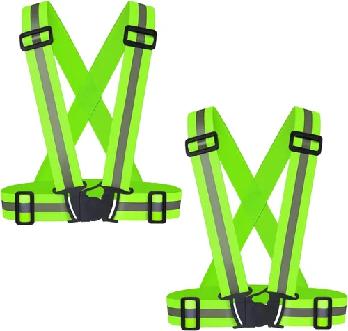 Miniatura 9 de Chaleco reflectante de 2 piezas, correas de seguridad reflectantes ajustables de alta visibilidad, equipo para correr, ciclismo, caminar, montar