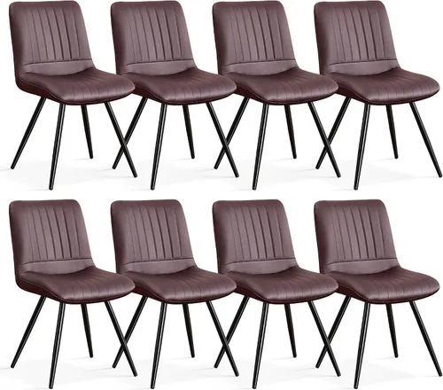 Miniatura 39 de Sillas de comedor, modernas sillas de comedor con cojines gruesos, sillas tapizadas de piel sintética para cocina, comedor con patas de metal
