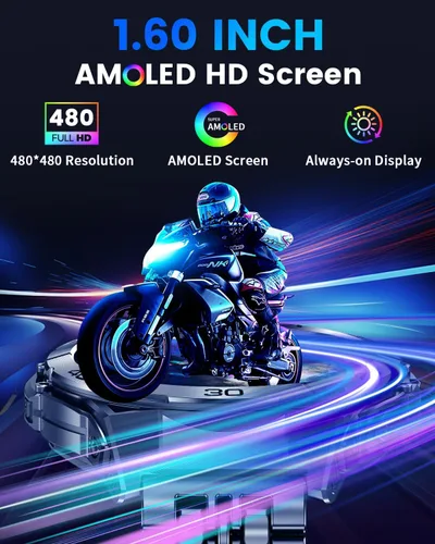 Miniatura 7 de Reloj inteligente militar para hombres, pantalla AMOLED de 1.60 pulgadas siempre encendida, 600 mAh (7 a 10 días), linterna LED, llamada Bluetooth