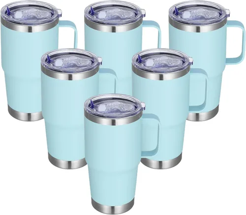 Miniatura 9 de Vaso térmico de acero inoxidable de 20 oz con asa, envase a granel, vasos termales metálicos aislados, taza de café de viaje con asa, vaso de doble