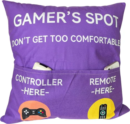 Miniatura 9 de ZUYUROU Regalos para jugadores, fundas de almohada con diseño de bolsillo para jugadores de 18 x 18 pulgadas, decoración de sala de juegos, rellenos