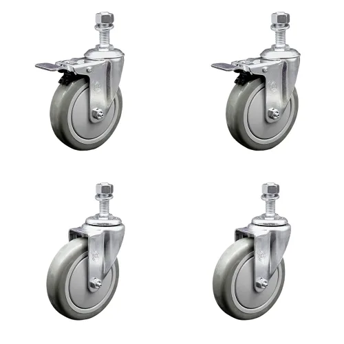 Miniatura 18 de Rueda giratoria de poliuretano con vástago roscado con rueda gris de 3 x 1.25 pulgadas y vástago de 1/2 pulgada - Capacidad de 300 libras/ruedas