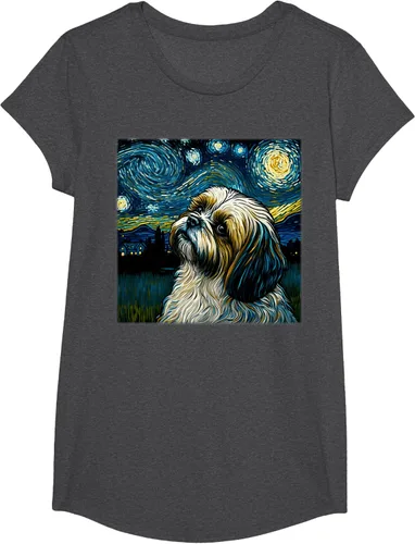 Miniatura 71 de Camiseta Surrealism Starry Night Shih Tzu Dog