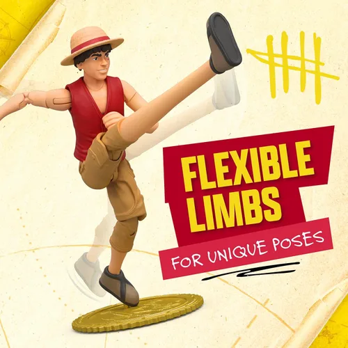 Miniatura 7 de Figura de acción de One Piece Monkey D. Luffy, 6 pulgadas (5.9 in) con 6 accesorios, incluye brazos y piernas intercambiables, póster deseado y base