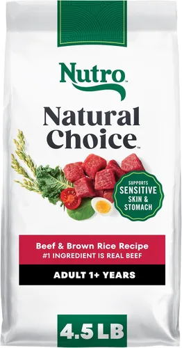 Nutro Natural Choice - Alimento seco para perros adultos, receta de carne de res y arroz integral, bolsa de 4.5 libras
