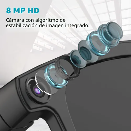Miniatura 2 de Lentes inteligentes con cámara e IA, gafas de grabación de fotos y video de 8 MP con estabilización de imagen, traducción en vivo y control de voz
