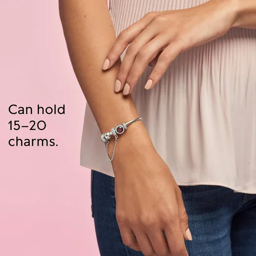 Miniatura 7 de Pandora - Pulsera de plata de ley con dije, Plata de ley, 19cm, 7.5 in, Plateado, 590713-19