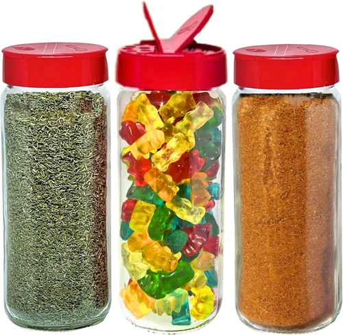 Miniatura 16 de JARMING COLLECTIONS Agitadores de Especias Cuadrados Franceses de Vidrio de 16 oz con Tapas – Recipientes Grandes de Condimentos para Cocina