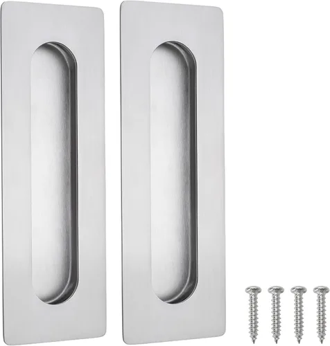 Miniatura 18 de Malimali Tiradores Empotrados al Ras para Dedos - Herrajes de Tirador de Puerta Rectangular de Acero Inoxidable Negro Mate de 6 Pulgadas