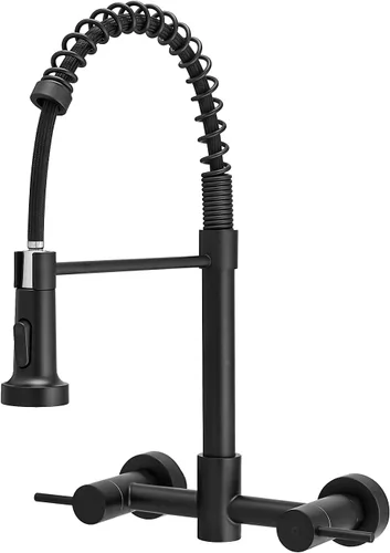 Miniatura 10 de AIMADI Grifos de cocina de montaje en pared, grifo de fregadero de cocina de montaje en pared central de 8 pulgadas con rociador extraíble, diseño