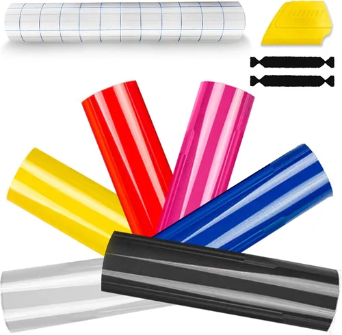 Juego Oracal 651 multicolor de vinilo para principiantes para Cricut, Silhouette y Cameo; incluye juego de herramientas de instalación 9.84 pies