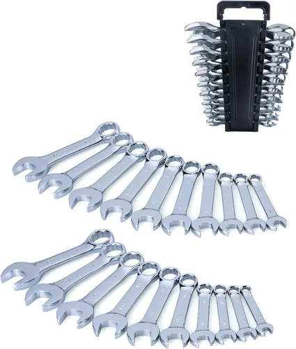 Miniatura 9 de Juego de Llaves Combinadas Stubby Premium con Bolsa Enrollable, 11 Piezas, SAE, 3/8" a 1", Sin Omitir Ningún Tamaño en Pulgadas Acero Cr-V