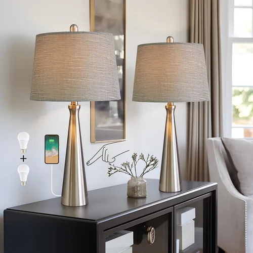 Miniatura 16 de Oneach Lámparas de mesa de 25.75 pulgadas para sala de estar, lámpara de noche regulable de 3 vías, con control táctil regulable de 3 vías, moderna