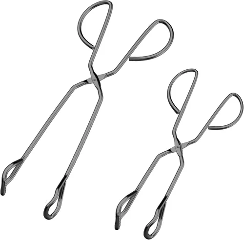 HINMAY Pinzas de cocina de acero inoxidable de 10 pulgadas y 13 pulgadas, resistentes, antideslizantes, cómodas, pinzas de tijera de metal para