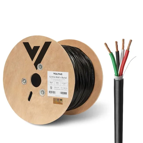 Miniatura 22 de Voltive Cable de altavoz 10/2, CL3 en pared y entierro directo, negro, 100 pies - 10 AWG, 2 conductores, cobre trenzado sin oxígeno, listado UL