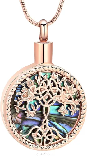Miniatura 19 de Hearbeingt Collares de urna de lágrima para cenizas, medallón conmemorativo de cenizas del árbol de la vida, joyería de cremación, colgante