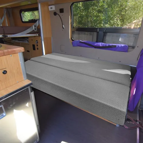 Miniatura 7 de Fundas de sofá de autocaravana para sofá cama - Fundas elásticas de respaldo y asiento de 2 piezas para sofás cama plegables Jackknife (gris)